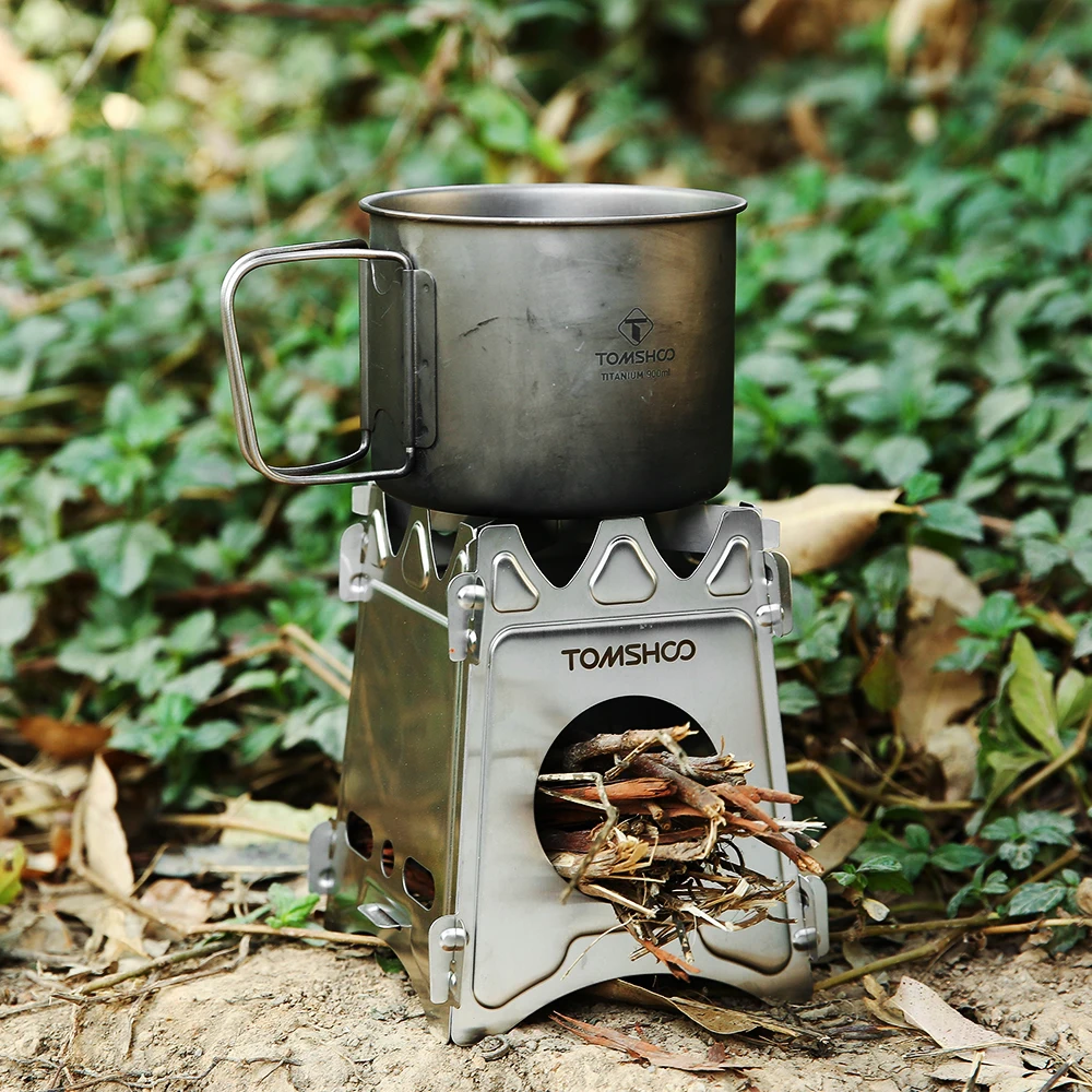 Tomshoo Titanium Stove Outdoor Camping Wood Stove Portable Folding  Lightweight Tourist Wood Burner for Hiking Cooking Picnic