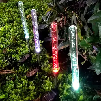 

2Pcs Outdoor Solar Colorful Bubble Rod Round Head LED Lamp Garden Stake Light