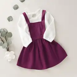 Детская одежда для маленьких девочек футболка с длинными рукавами Топы, комбинезон, юбка, одежда
