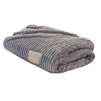 

Throw Blanket Flannel Blanket Solid Color Soft Warm Square Thickness Blankets for Beds-Grey