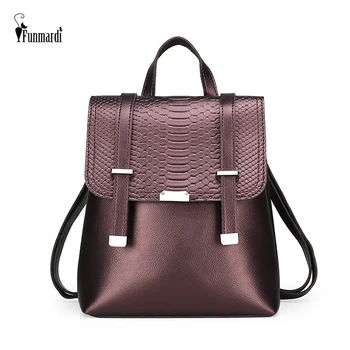 

FUNMARDI Crocodile Pattern PU Leather Backpack Multifunction Women Bag Fashion Shool Bag Luxury Shoulder Bag Backbag WLHB3041