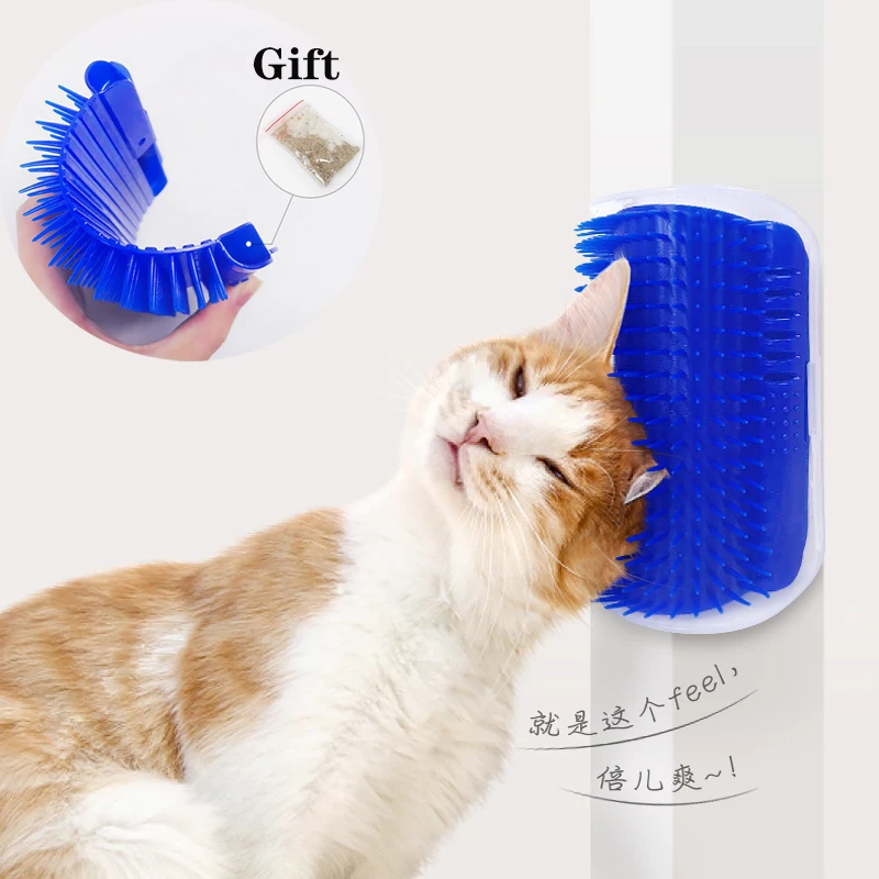 Corner-Pet-Brush-Comb-Play-Cat-Toy-Plastic-Scratch-Bristles-Arch-Massager-Self-Grooming-Cat-Scratcher