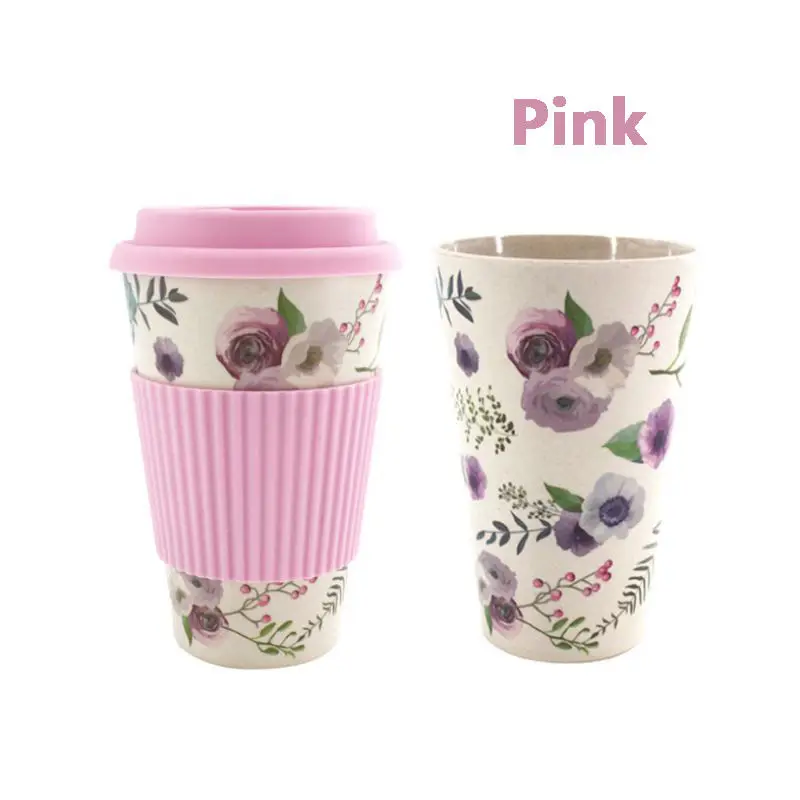 Костяного фарфора керамическая чашка кофе путешествия силиконовые кружки чайная кружка крышка - Цвет: Розовый
