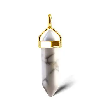 

DIY Quartz Point Pendant Charm White Stone Jewelry Accessories Gold Healing Reiki Chakra Jewelry Findings 2017 New