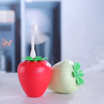 

KBAYBO 180ML Strawberry Humidifier Cute USB Humidifier Handy Aroma Diffuser Humidifier with A Mini LED Light and Mini USB Fan