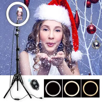 

10.2inch Selfie Ring Lamp Dimmable Makeup LED Beauty Ring Light with Tripod Stand And Cell Phone Holder for Youtube Video Photo