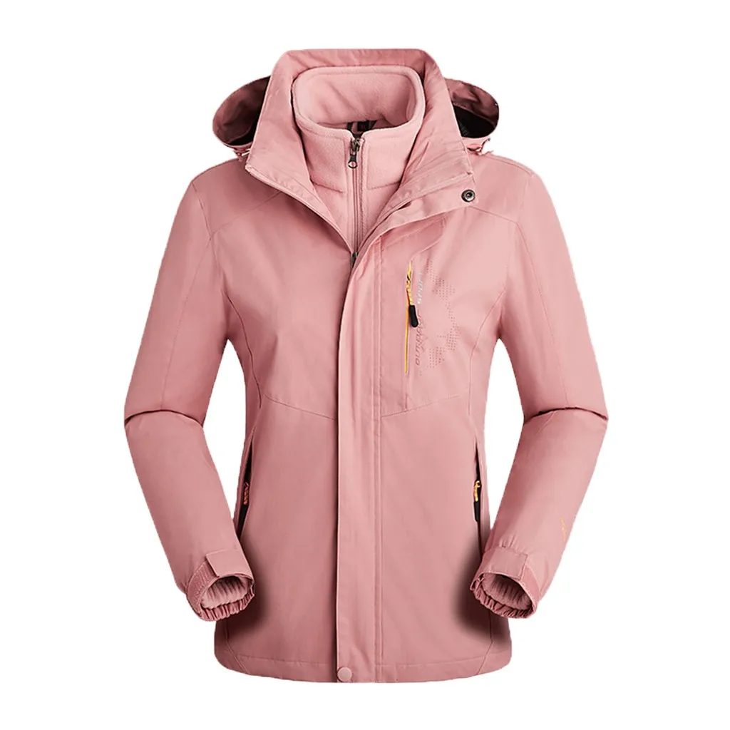 Женская водонепроницаемая куртка больших размеров, M-L4, Съемный зимний теплый жакет из двух предметов, Женская флисовая куртка, пальто