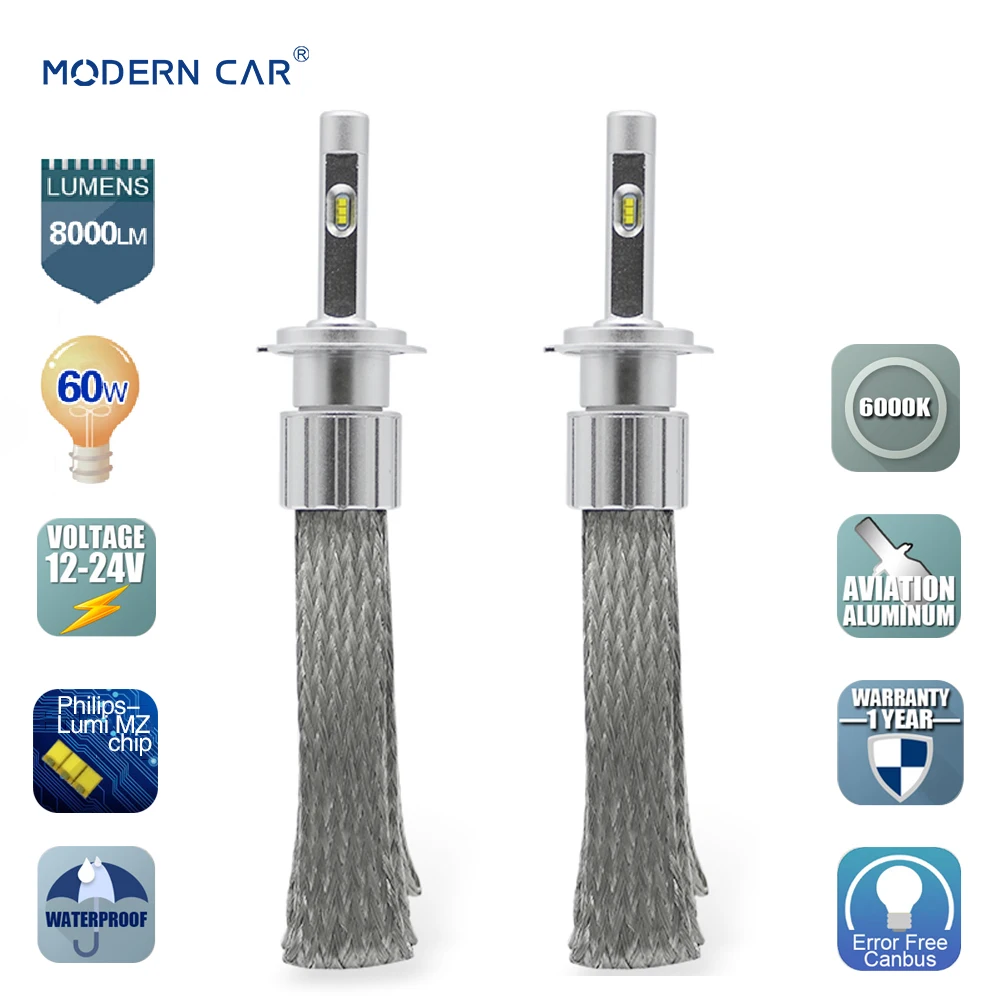 1set*Factory cheap H7 50w 12v M51P ALL IN ONE LED headlight bulbs waterproof car lights led headlamp truck led spotlight