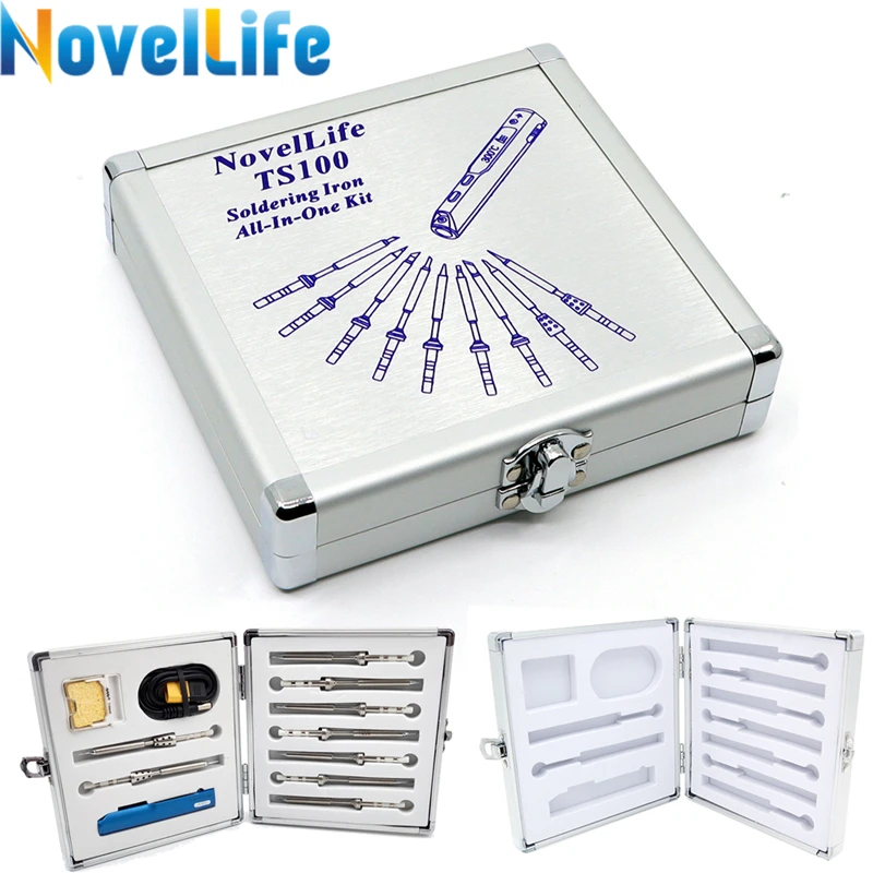 NovelLife TS100 Soldering Iron Set Storage Box Aluminum Alloy Toolbox Solid Metal Tool Pack Case