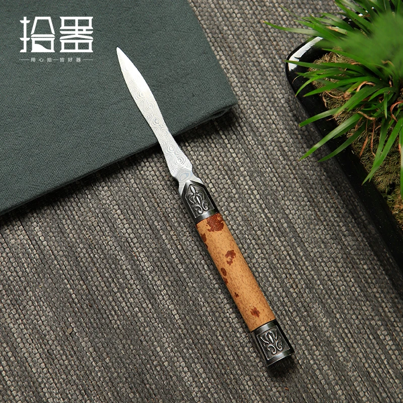 Yunfei bamboo Damascus steel Pu'er tea cake tea knife needle cone prying tool ceremony accessories set