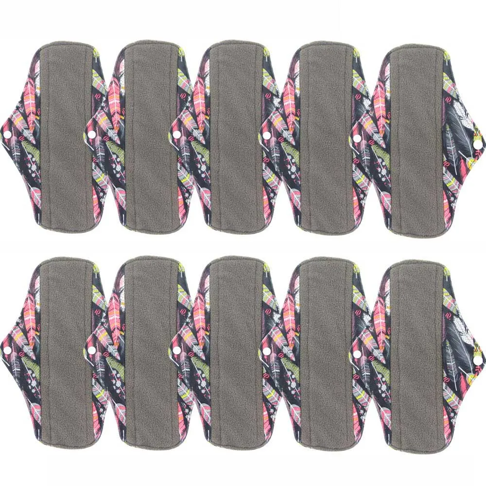 10PCS PLUMAS VIP LINK для дропшиппинг 5 шт/10 шт Женские бамбуковые хлопковые гигиенические салфетки многоразовые тканевые менструальные прокладки моющийся санитарный прокладки - Цвет: 10PCS PLUMAS