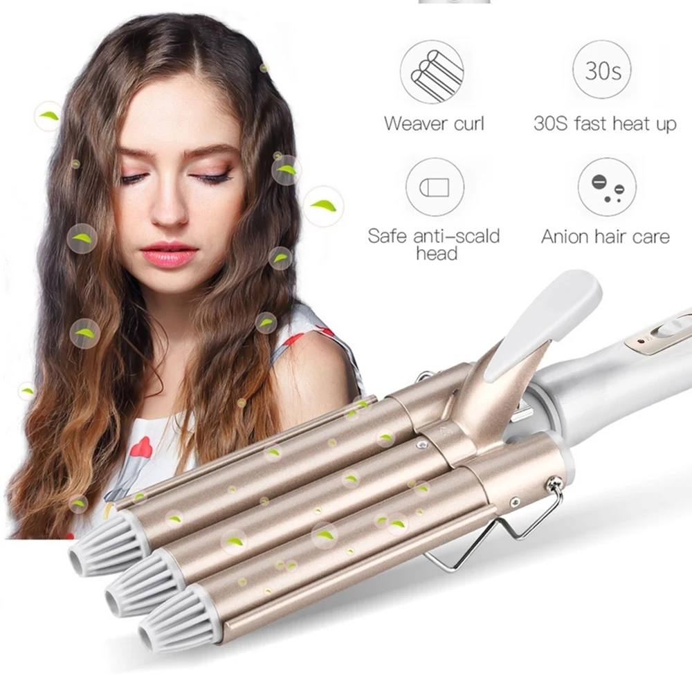 Ferro de Ondulação do Cabelo Modelador de Cabelo Onda do Cabelo Profissional Cerâmica Barril Triplo Ferros Waver Ferramentas Estilo Varinha 16 do cabelo waver ferramentas estilo modelador de cabelo varinha