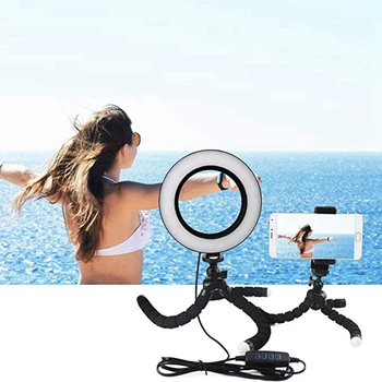 

Led Ring Light Octopus Portable Flexible Tripod Stand Holder & Cell Phone Holder Compatible with All Smart Phone, for Selfie, Yo