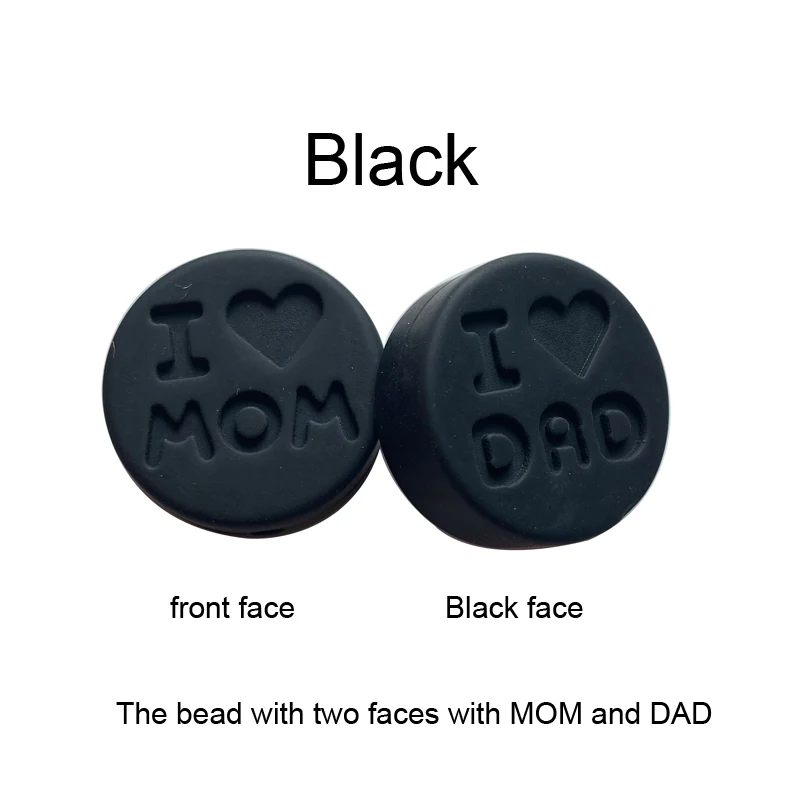 Черный 5 шт. силиконовые бусины "I Love Mom" Прорезыватели для зубов DIY пустышка Клип цепь еда без бисфенола-а класс Безопасный и мягкий силиконовый Прорезыватель - Цвет: Черный