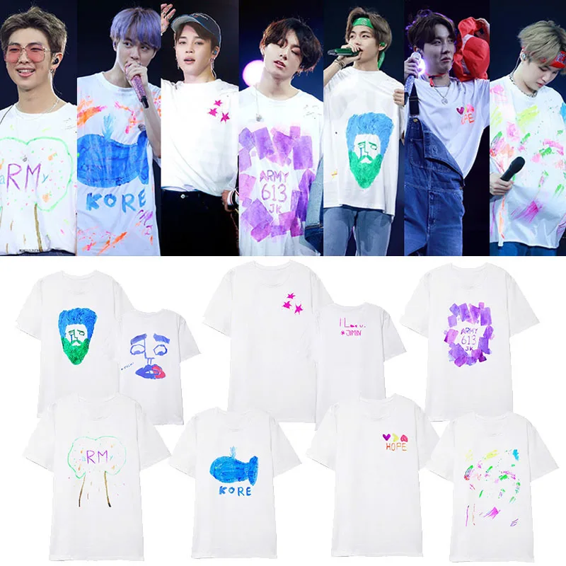 ALLKPOPER KPOP Bangtan Boys Same Graffiti T-shirt 5TH MUSTER Busan Seoul Concert O-neck short-sleeved T-shirt summer unisex