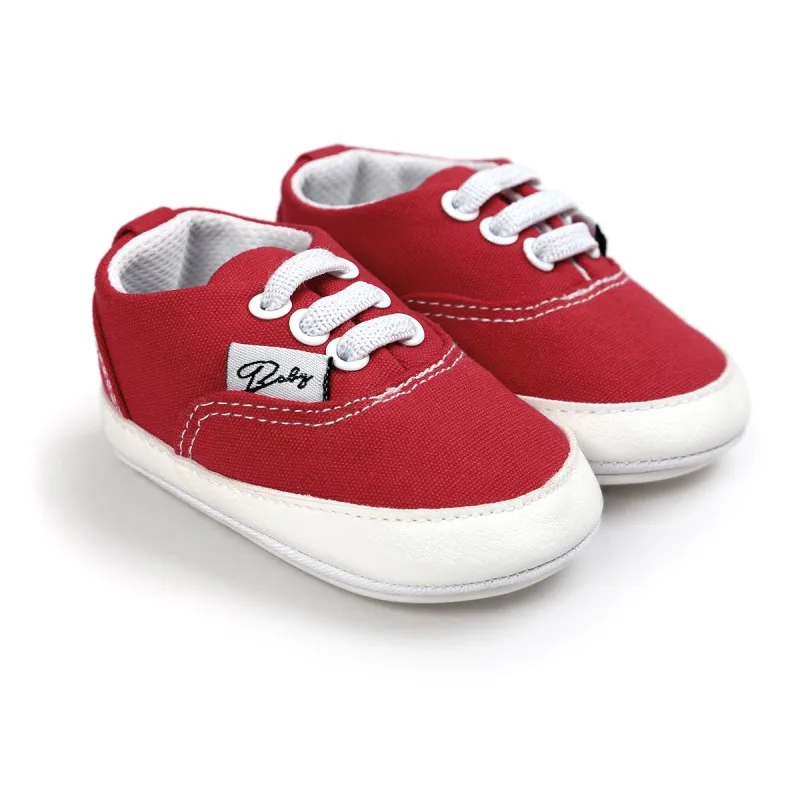 WEIXINBUY/детская обувь; дышащая парусиновая обувь; обувь для мальчиков 0-18 месяцев; 12 видов цветов для девочек; Детские кроссовки; обувь для малышей - Цвет: Красный
