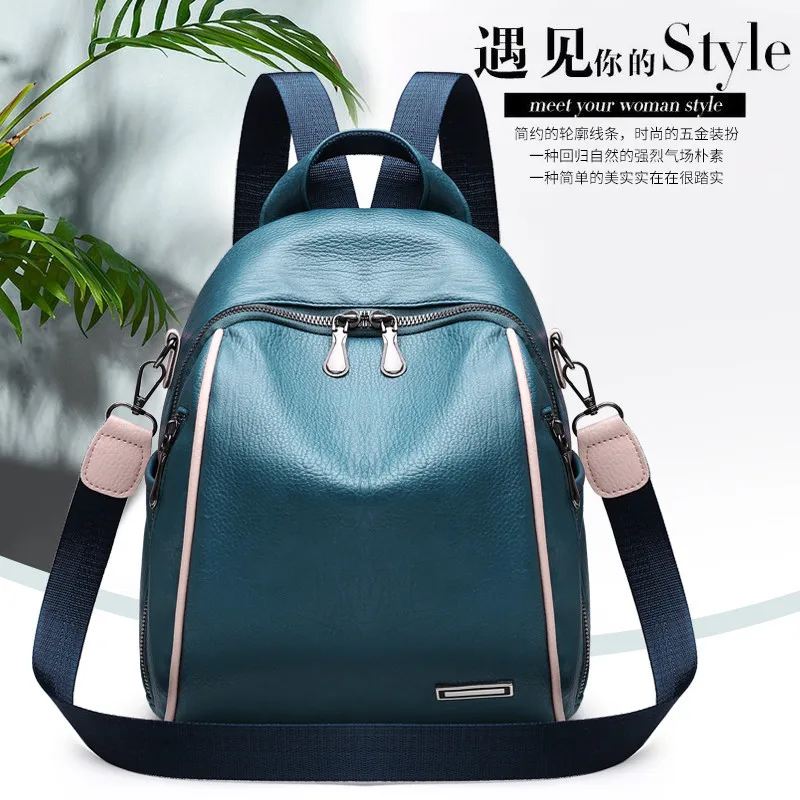 

Backpack Women's 2019 New Style Fashion Korean-style Versatile Campus College Student School Bag Fashion Soft Leather Multi-func