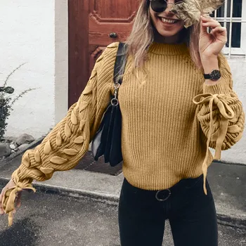 

Sweater Women Knnited Jumper Winter Clothes Women Long Sleeve Bandage High Quality Solid Knitwear For Woman Pull Femme Hiver