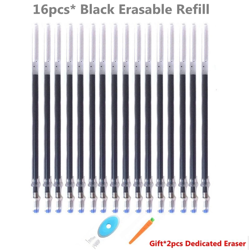 16pcs black Refill 8 шт./компл. 8 цветов на выбор, 0,5 мм Kawaii пилот стираемая ручка волшебный гель ручка для школы и офиса письменные принадлежности Канцтовары для студентов - Цвет: 16pcs black Refill