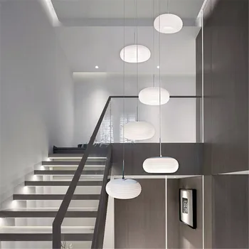 

nordic Italian design pe resin Oval pendant lights for villa hotel staircase restaurant suspension led luminaire indoor lamp