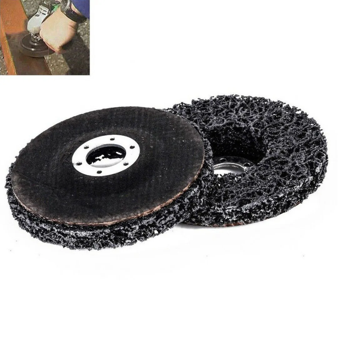 5pcs Poly Strip Disc Wheel Paint Rust Removal Clean Remove For Angle Grinder 100 x 16mm Black