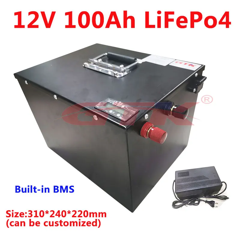 12V 100Ah LiFePO4 батарея литиевая с BMS заказной 48V 24V для лодочного двигателя автомобиля