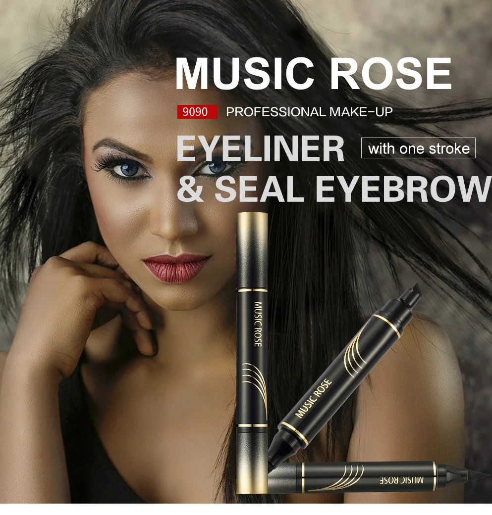 1 Pcs Double-Headed Seal Black Eyeliner Triangle Seal Eyeliner 2-in-1 Waterproof Eyes Make kit with Eyeliner Pen Eyeliner Stamp
