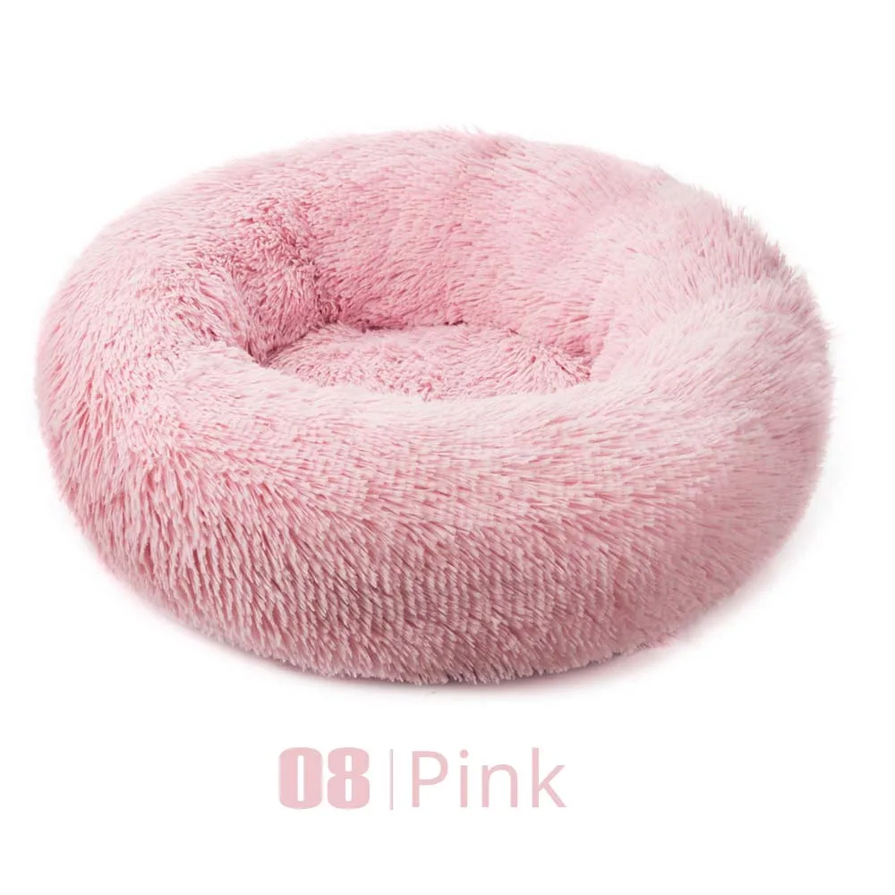 beige pink Круглые плюшевые домашние коврики для кошек, зимние теплые спальные гнезда для кошек, мягкие длинные плюшевые корзины для собак, подушки для домашних животных, переносные принадлежности для домашних животных - Цвет: beige pink