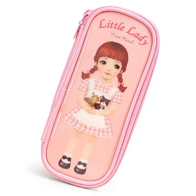 Pink Коробка для макияжа с героями мультфильмов, женские Пеналы, косметички, водонепроницаемые косметички из искусственной кожи, косметичка, сумка для карандашей, дорожная коробка для хранения, косметичка, косметичка - Цвет: Pink