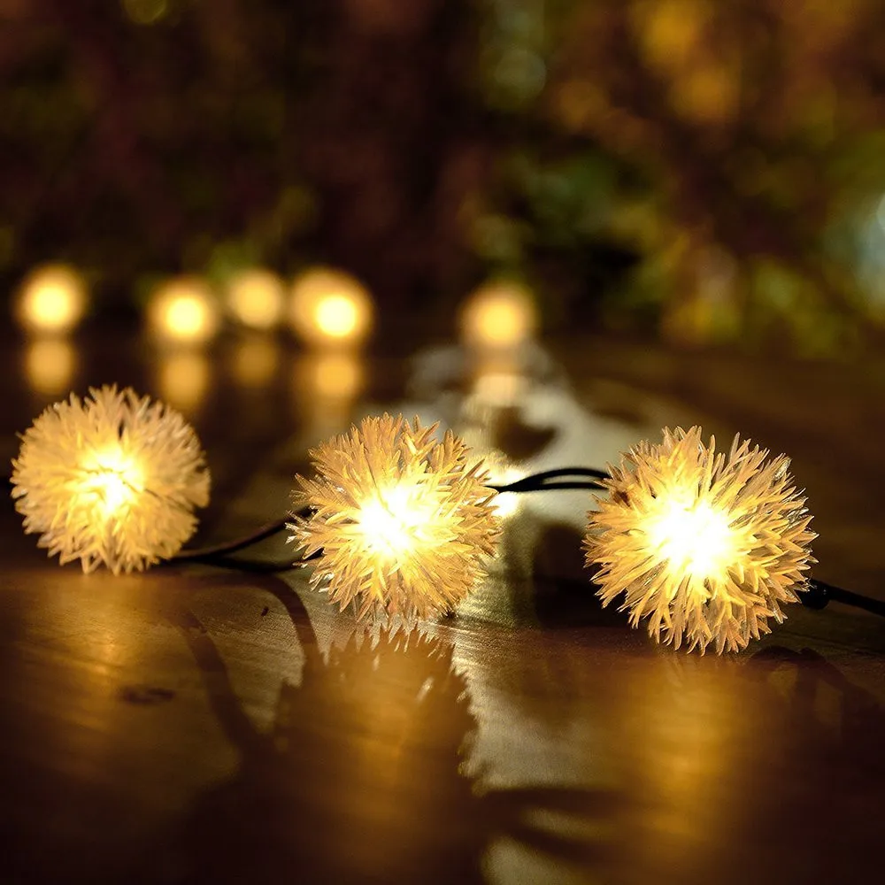 5M 20Leds Edelweiss Solar Led String Light Waterproof Garden  Christmas Party Fairy Globe Lighting Decoration