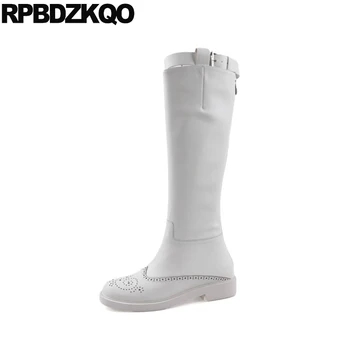 

tall black long luxury brand shoes women fall equestrian round toe autumn flat 2019 brogue boots beige vintage riding knee high