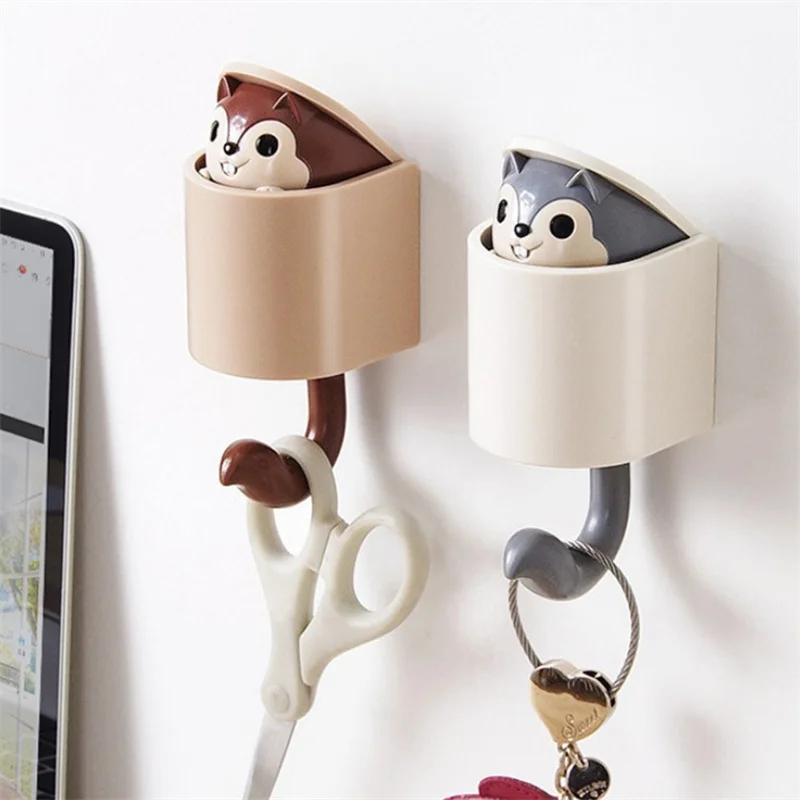 

1 PCS Creative Squirrel Hook Cute Seamless Dormitory Bedroom Door Hangers Hooks Key Towel Cap Coat Rack Wall Decoration