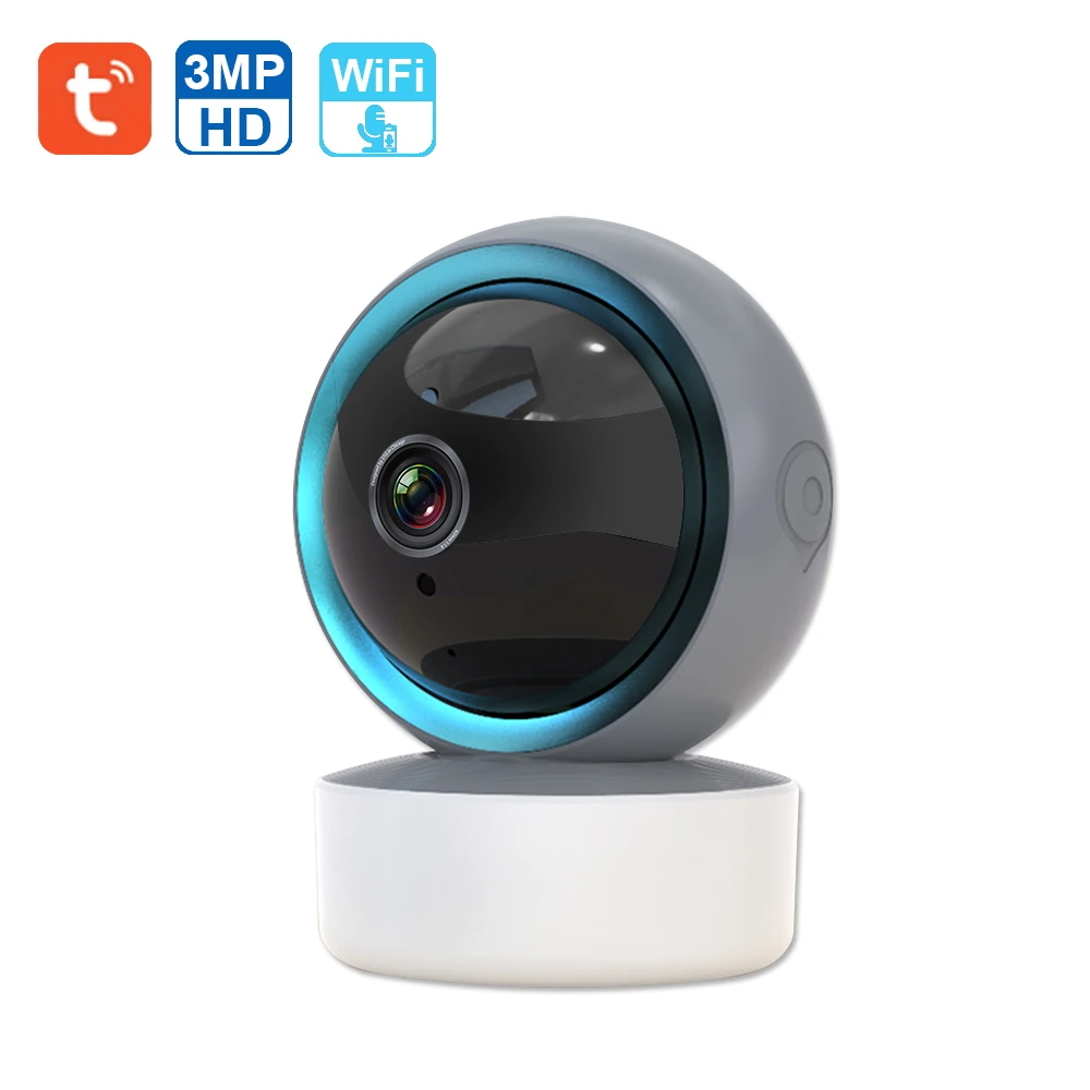 Tuya câmera ip 3mp wifi câmera de vigilância de vídeo hd visão noturna