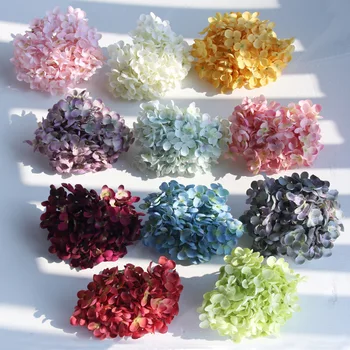 

Simulated Pincushion Head Artificial Hydrangea DIY Handmade Brocade Ball Wedding Hydrangea 11 Fork Floral-Print Hydrangea Head