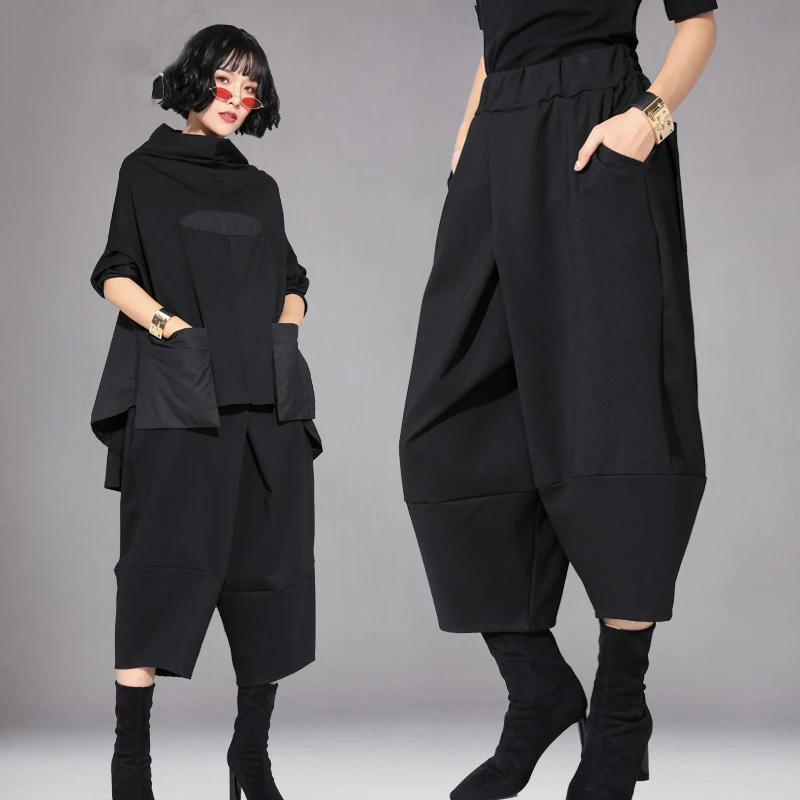 Pantalones bombachos de pierna ancha para mujer, ropa europea, estilo Hip  Hop, para baile de salón, pantalón corto, color negro, BL4278|Salón de  baile| - AliExpress