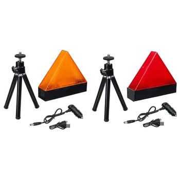 

Car LED Triple-cornered Warning Lights with Tripod Portable Rechargeable Road Safety Emergency Security Flash