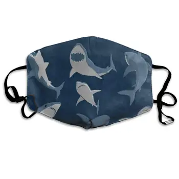 

Blue Cartoon Shark Print Marvellous Dust Mouth Mask Reusable Anti-Dust Face Mask Adjustable Earloop Skin Protection