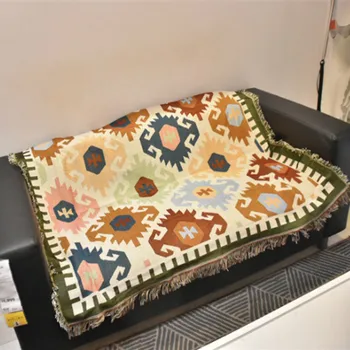 

National Style Jacquard Woven Blanket Bedspread Picnic Mat Beach Towel Knitted Nap Throws Chair Sofa Cover Decor Throw Blanket