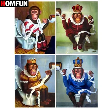 

HOMFUN Diy 5d Diamond Painting "Cartoon toilet monkey" Cross Stitch Square Round Diamond Embroidery Handwork Rhinestone Art