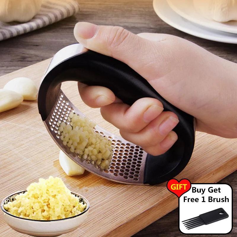 Multi function Manual Garlic Presser Curved Garlic Grinding Slicer