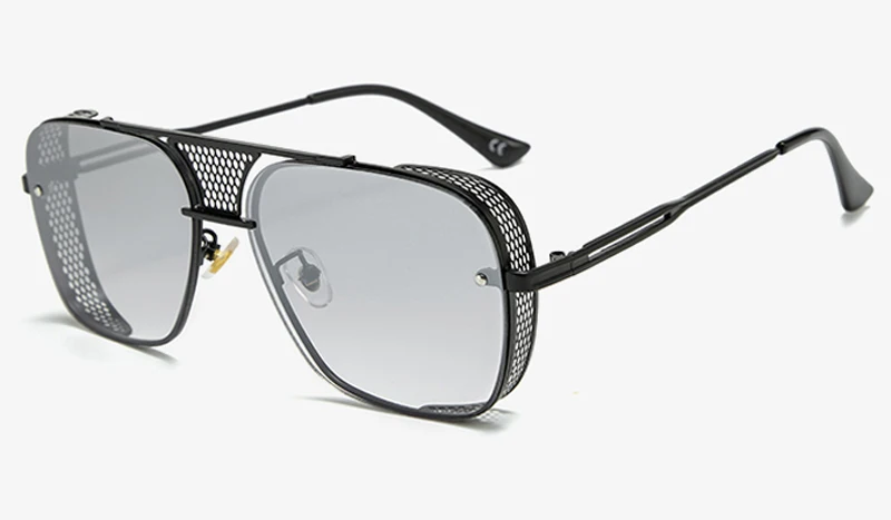 black with silver Peekaboo мужские металлические солнцезащитные очки боковые щитки черные зеркальные, серебряные, золотистые мужские солнцезащитные очки Квадратные uv400 полые - Цвет линз: black with silver