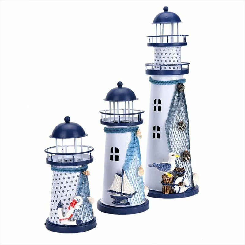 Thethan Mediterranean Style Electronic Lighthouse Color Change LED Lighthouse Lantern Light Lamp Decor