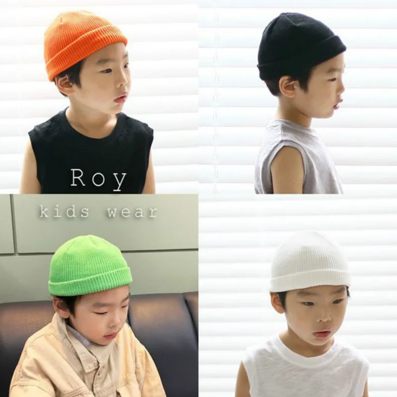 Вязаная Детская Шапка бини Теплая шапка для маленьких мальчиков и девочек Осенне