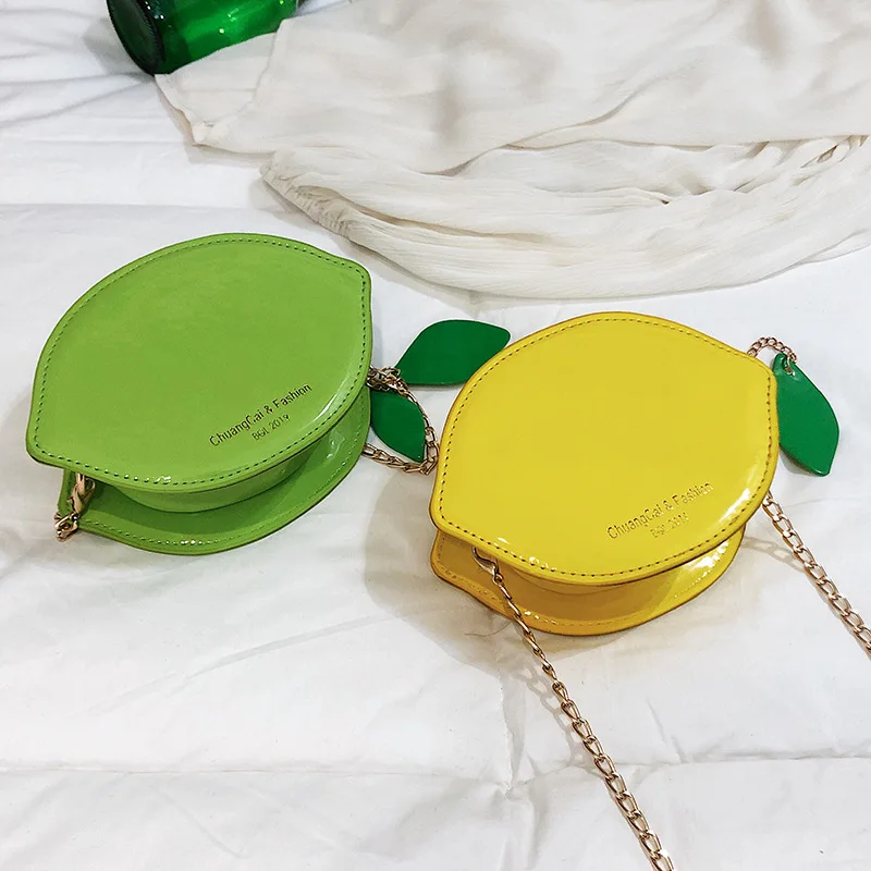 

Ins2019 New Style Fashion Korean-style Lemon Versitile Fashion Small round Bag Women's Cool Simple Chain Crossbody Bag