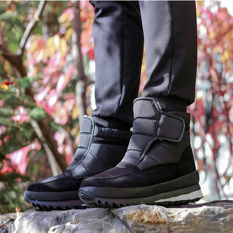 High quality Men Boots Winter Shoes Men Ankle Boots Waterproof Non-slip Warm Fur Flat Snow big size 36-47 кроссовки