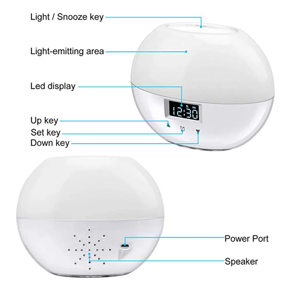 Световой будильник Smart Wake Up Light для детей моделирование режим сна ночник для спальни с Повтор