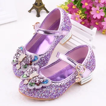 

JAYCOSIN Girls High Heel Princess Shoes Children Butterfly Shoe Girls Glitter Leather Shoe Kids Party Dress Wedding Party Shoes