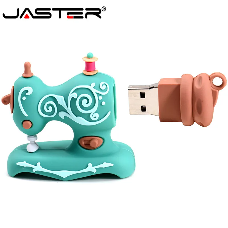 JASTER, новинка, USB 2,0, мультяшная швейная машина, модель, usb флеш-накопитель, 4 ГБ, 8 ГБ, 16 ГБ, 32 ГБ, 64 ГБ, 128 ГБ, флешка, U диск, рождественский подарок