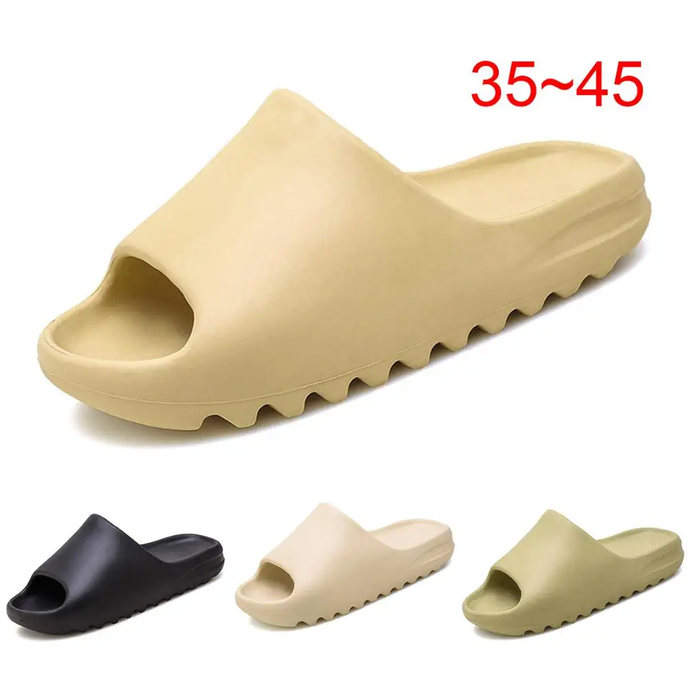 35 ~ 45 Designer Kanye West Männer 2020 Mode Frauen Schaum Runner Sommer  Männer's Rutsche Casual Hausschuhe Strand Schuhe eva Sandalen  schuhe|Slippers| - AliExpress