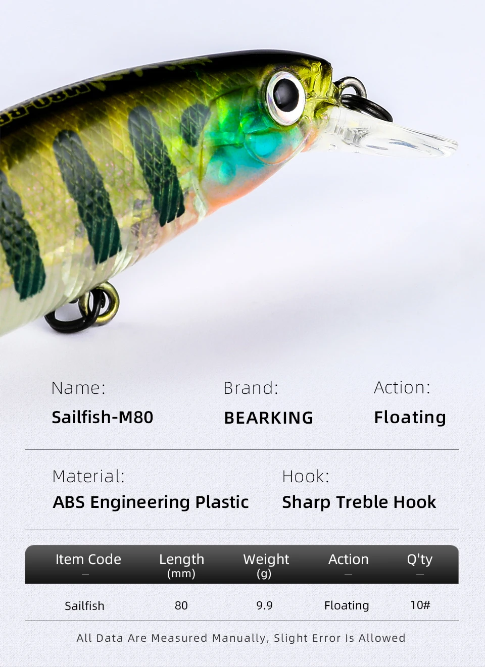 BEARKING Neue Ankunft 80mm 10g Minnow Ruckende Köder Für Angeln Bass Hecht Wobbler Karpfen Angeln Lockt Künstliche köder Tackles – Detail 7